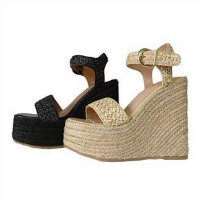 Sieviešu melni Espadrille ķīļi
